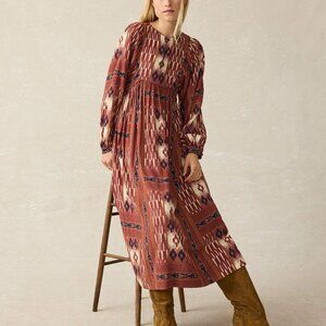 Faherty brand Ikat pattern long peasant dress